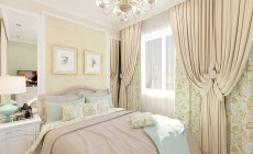 Гостиная - спальня общей площадью 18 кв. м в однокомнатной квартире, выполненная в классическом стиле для мамы