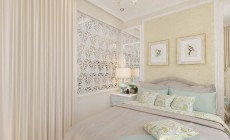 Гостиная - спальня общей площадью 18 кв. м в однокомнатной квартире, выполненная в классическом стиле для мамы