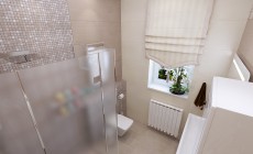 Ванная комната 5 кв. м в загородном коттедже, выполненная в классическом стиле