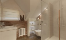 Сауна и ванная комната в мансарде загородного частного дома