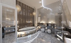 Ванная в трехкомнатной квартире, современный классический стиль     