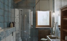Ванная комната в мансарде загородного дома