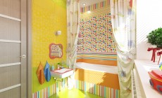 Ванная комната 6 кв. м для детей, на втором этаже загородного дома, классический стиль