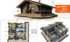 Деревянный дом 8х8 м, ручная рубка