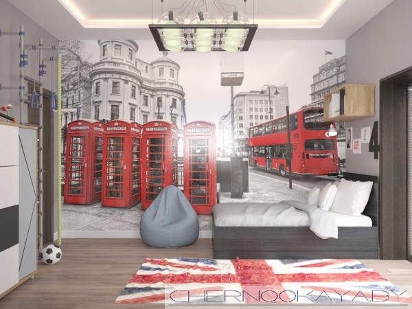 Детская комната для подростка в тематике Лондона