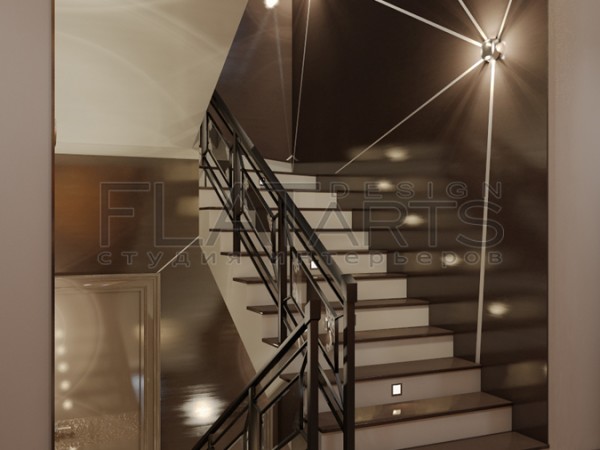 Дизайн дома 350 кв.м в стиле арт-деко. Лестница