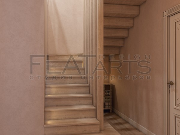 Дизайн дома 260 кв.м в стиле классика с элементами прованса. Лестница
