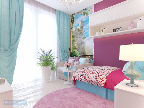 Детская комната 15 кв. м в трехкомнатной квартире, выполненной в классическом стиле