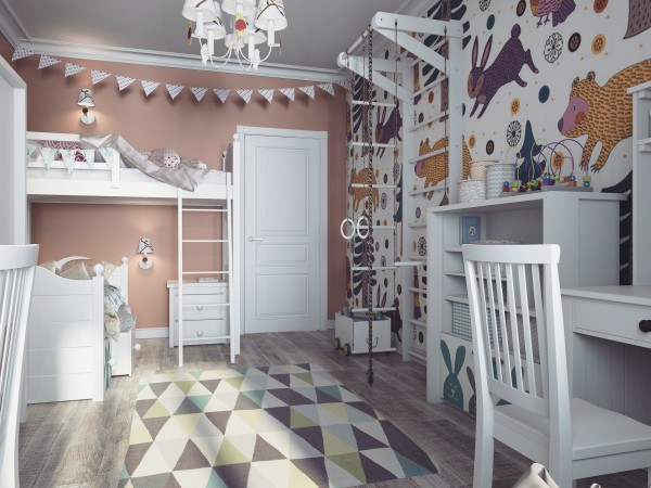 Дизайн детской комнаты для 2 детей 