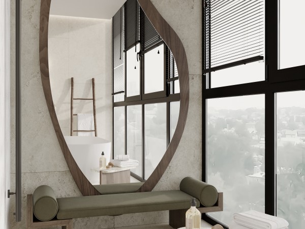 Ванная комната с панорамными окнами
