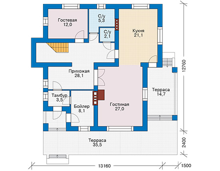  Проект бетонного дома 57-31 план