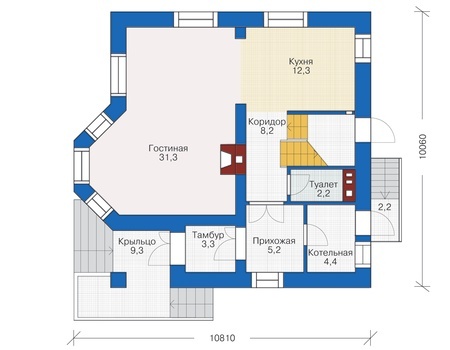 Проект кирпичного дома 70-39 план