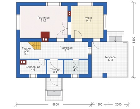 Проект кирпичного дома 72-60 план