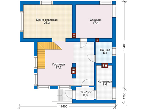 Проект кирпичного дома 74-36 план
