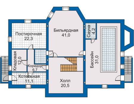 Проект кирпичного дома 30-86 план