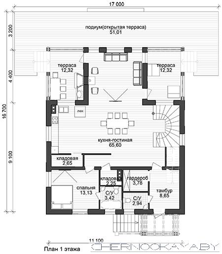 Современные проект дома №1565 план