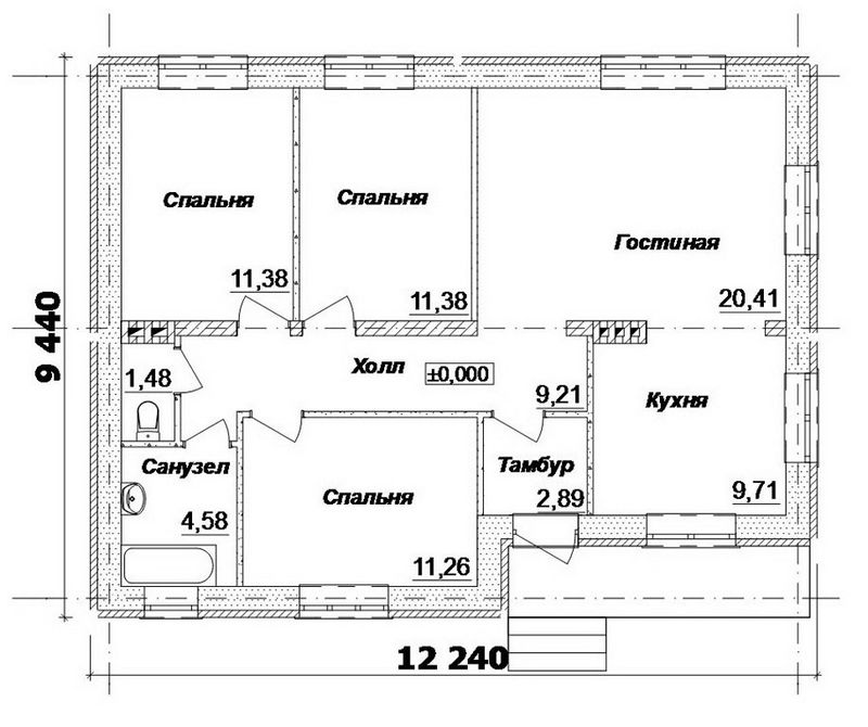 Проект небольшого одноэтажного дома A-028 план
