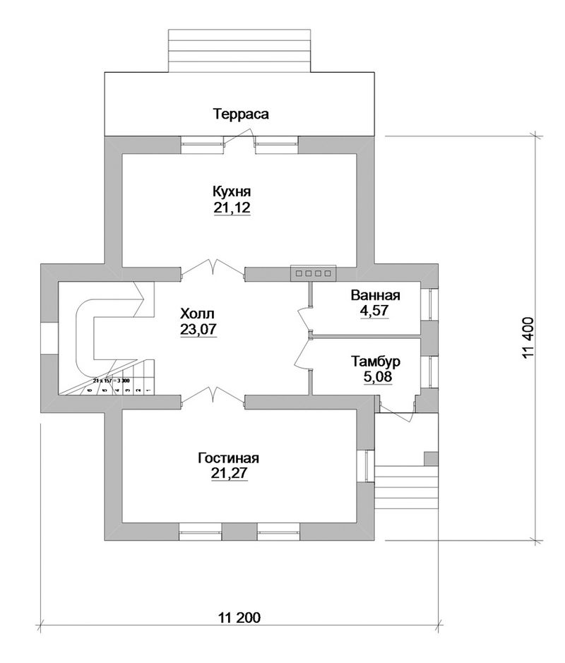 Готовый проект одноэтажного дома с мансардой, 3 сп план