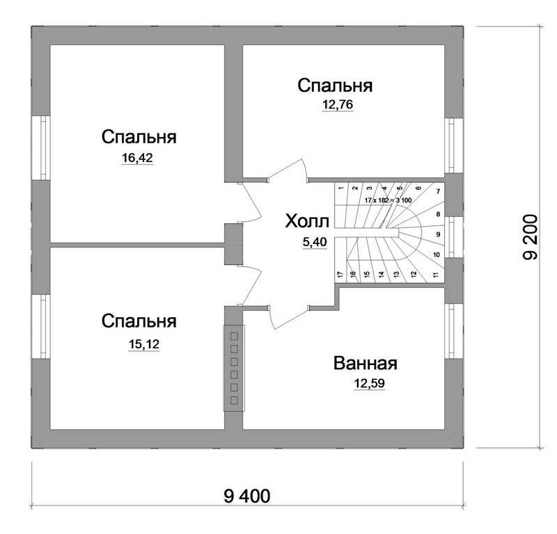 План 1 этажного дома 10х10