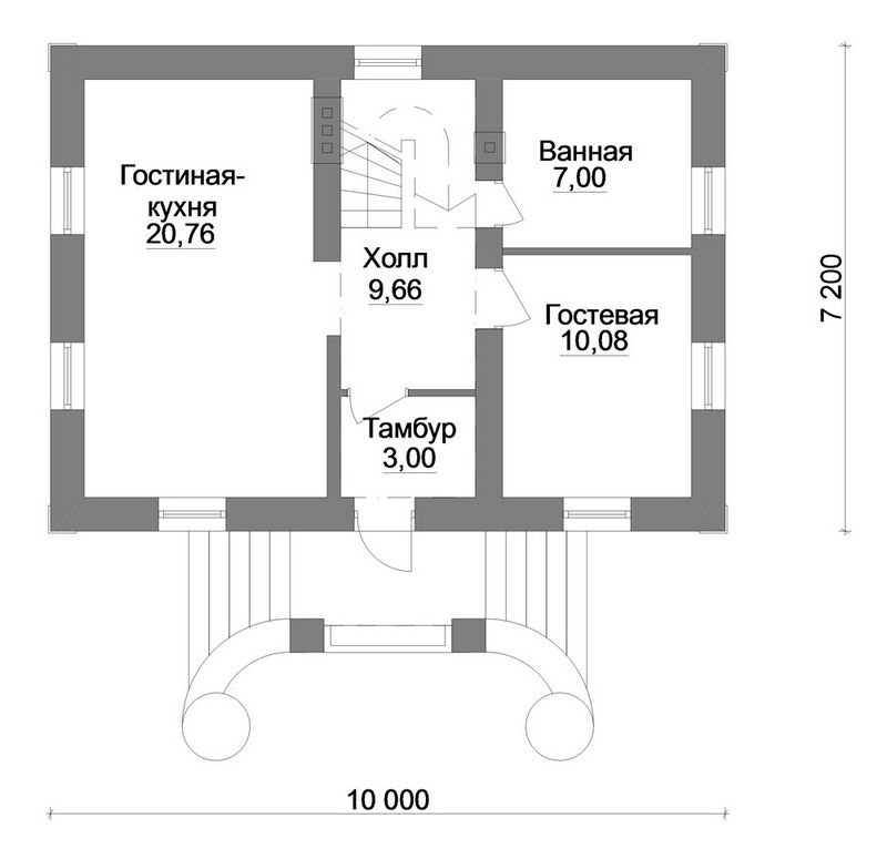 Типовой проект 1-этажного дома с мансардой план