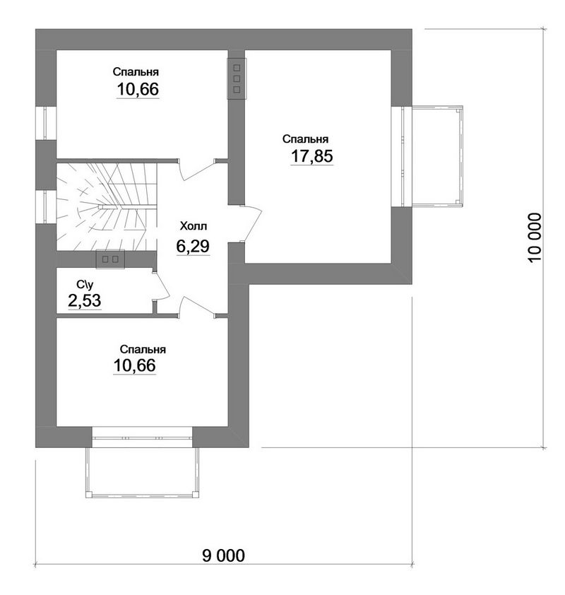 Типовой проект 1-этажного дома с мансардой план