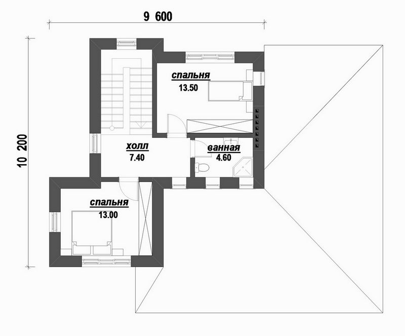 Проект двухэтажного дома с 3 спальнями план