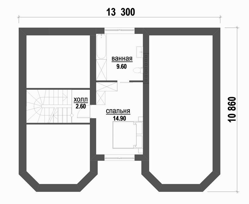 Проект одноэтажного дома с 3 спальнями и мансардой план