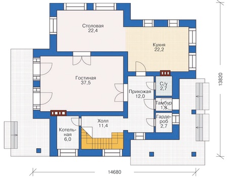 Проект кирпичного дома 37-05 план