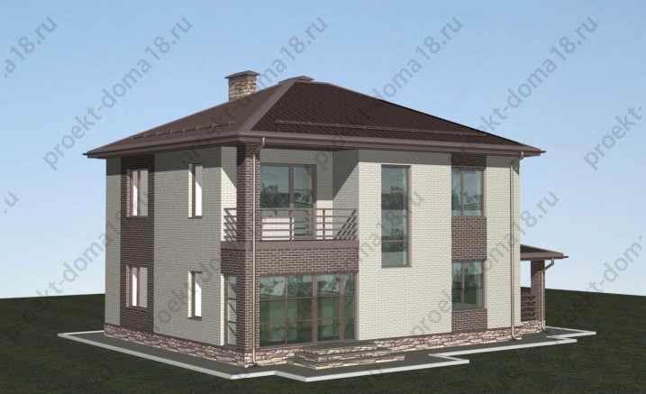 Проект дома 10х11 с балконом фасад
