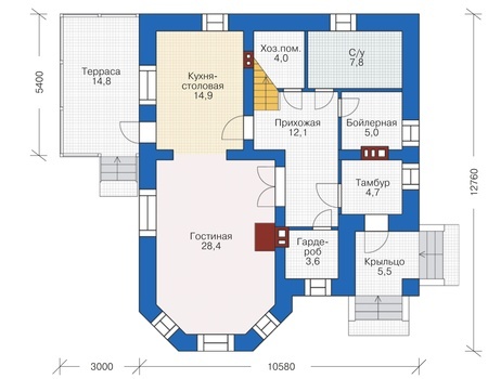 Проект кирпичного дома 38-27 план