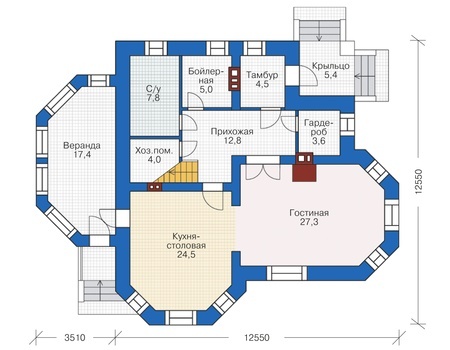 Проект кирпичного дома 38-29 план