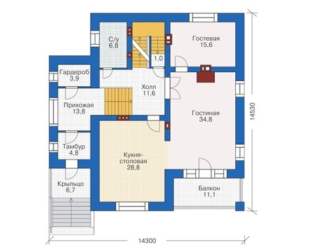 Проект кирпичного дома 38-36 план
