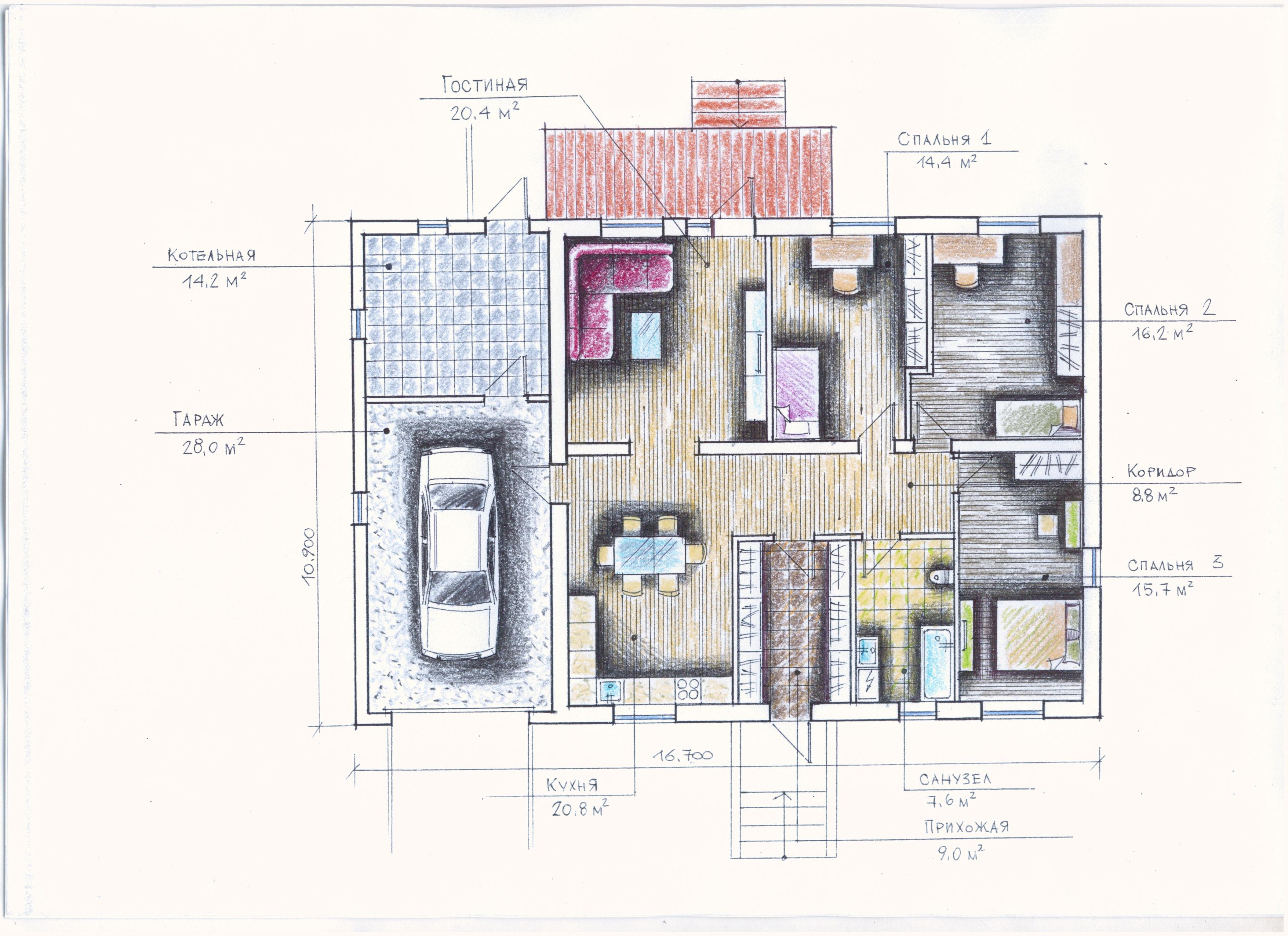 Рабочий проект индивидуального жилого дома план