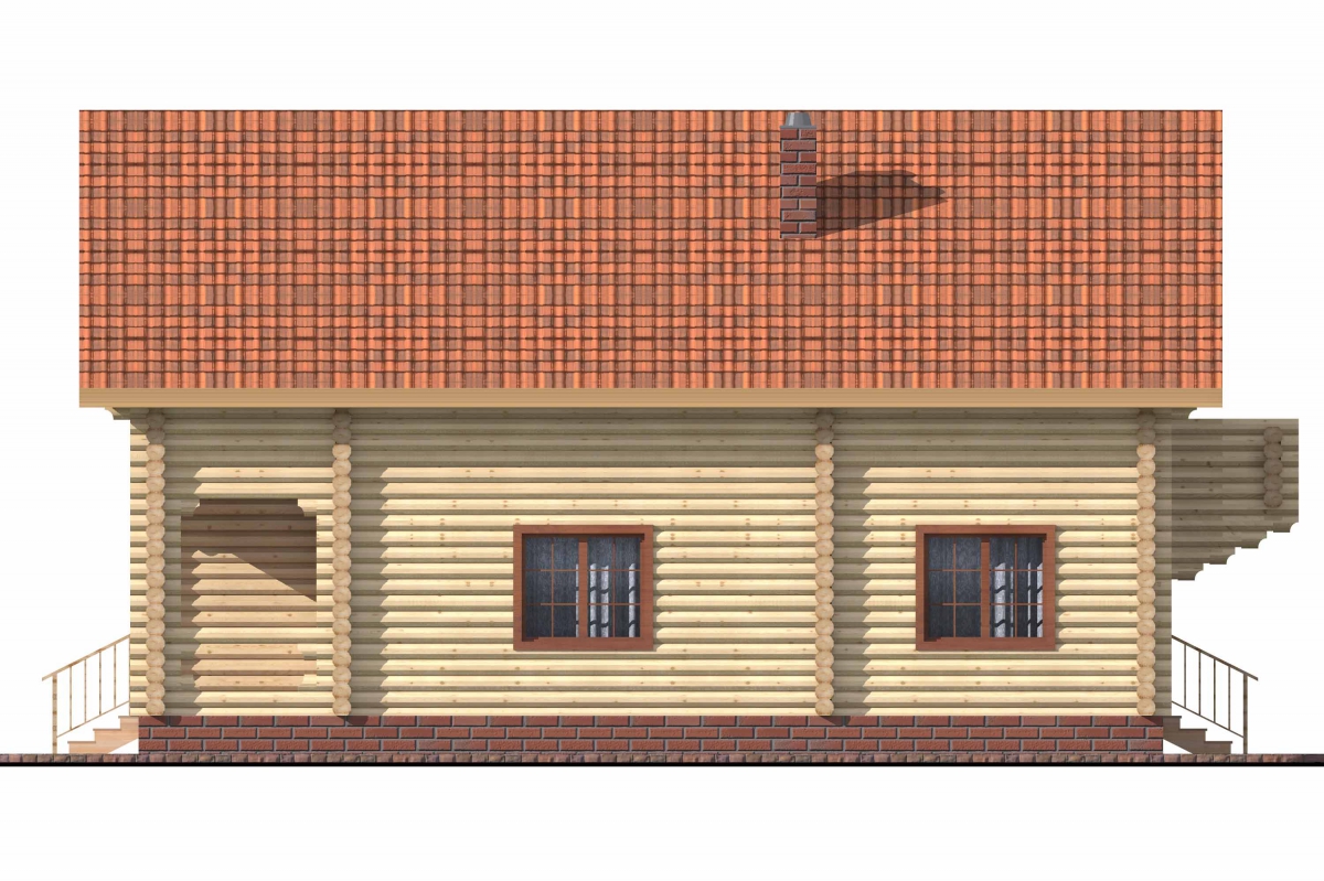Проект бревенчатого дома AM-2006 фасад