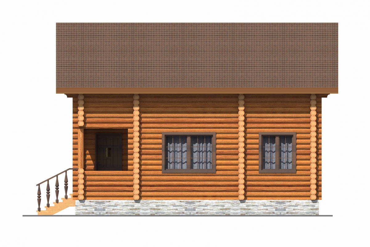 Проект бревенчатого дома AM-2001 фасад