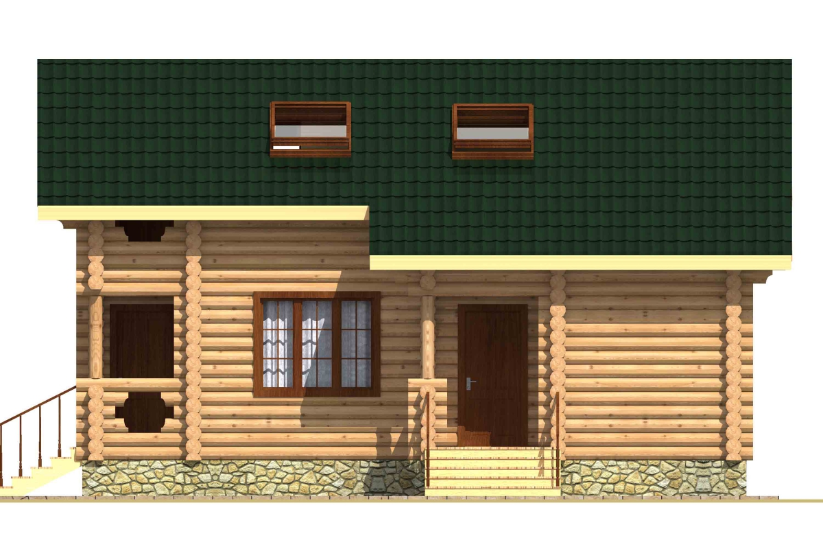 Проект бревенчатого дома AM-2003 фасад