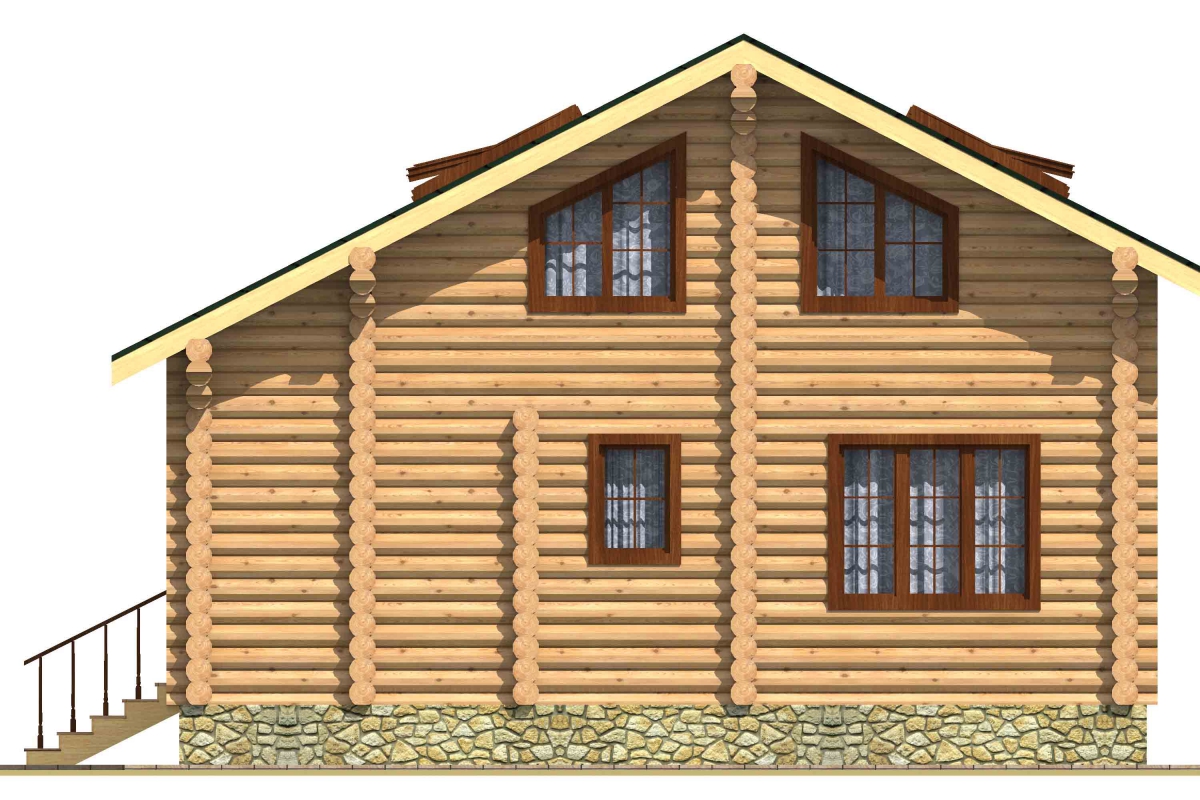 Проект бревенчатого дома AM-2003 фасад