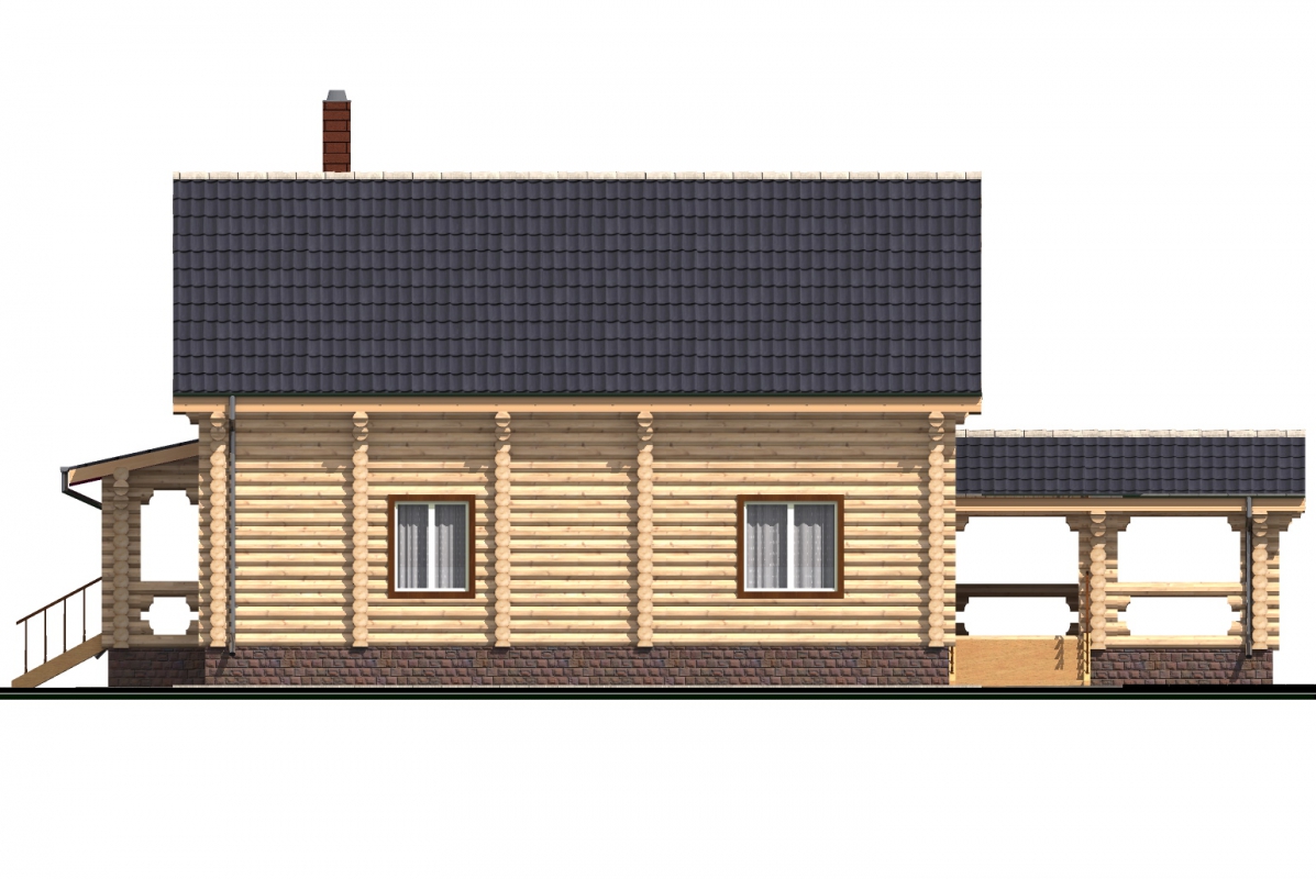 Проект бревенчатого дома AM-2016 фасад