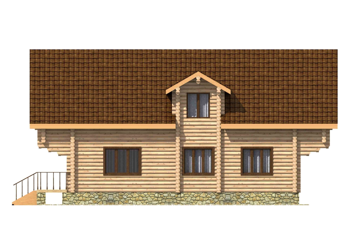 Проект бревенчатого дома AM-2018 фасад