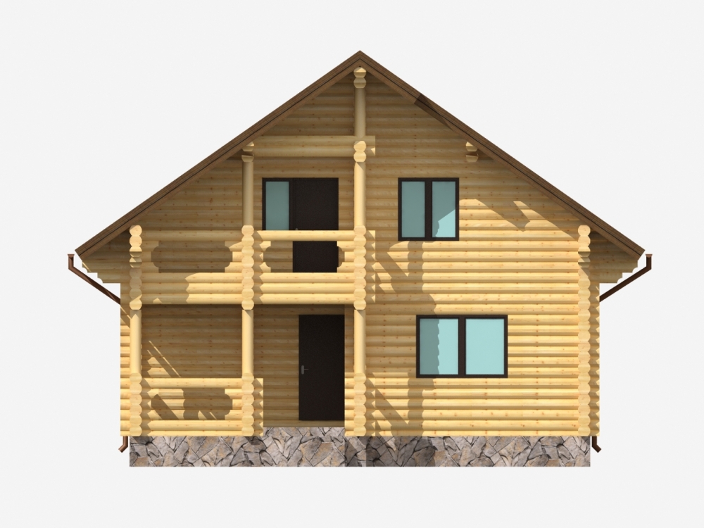 Проект бревенчатого дома AM-2024 фасад