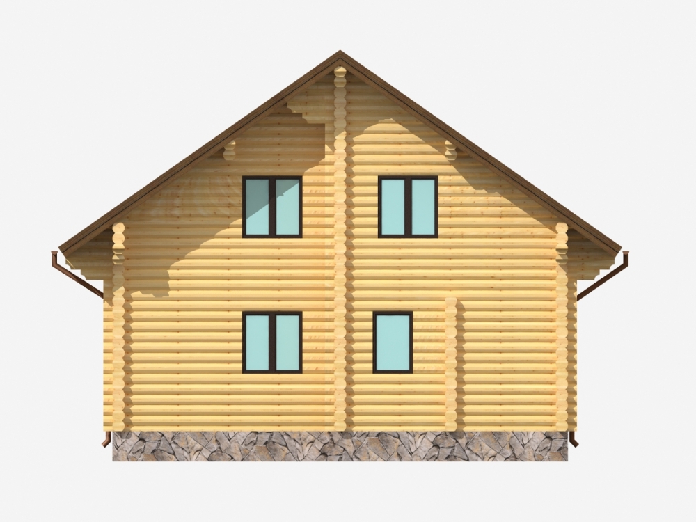 Проект бревенчатого дома AM-2024 фасад