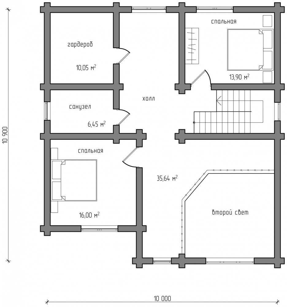 Проект бревенчатого дома AM-2025 план