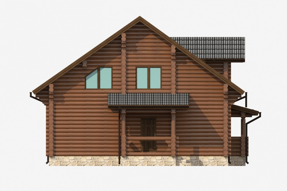 Проект бревенчатого дома AM-2025 фасад