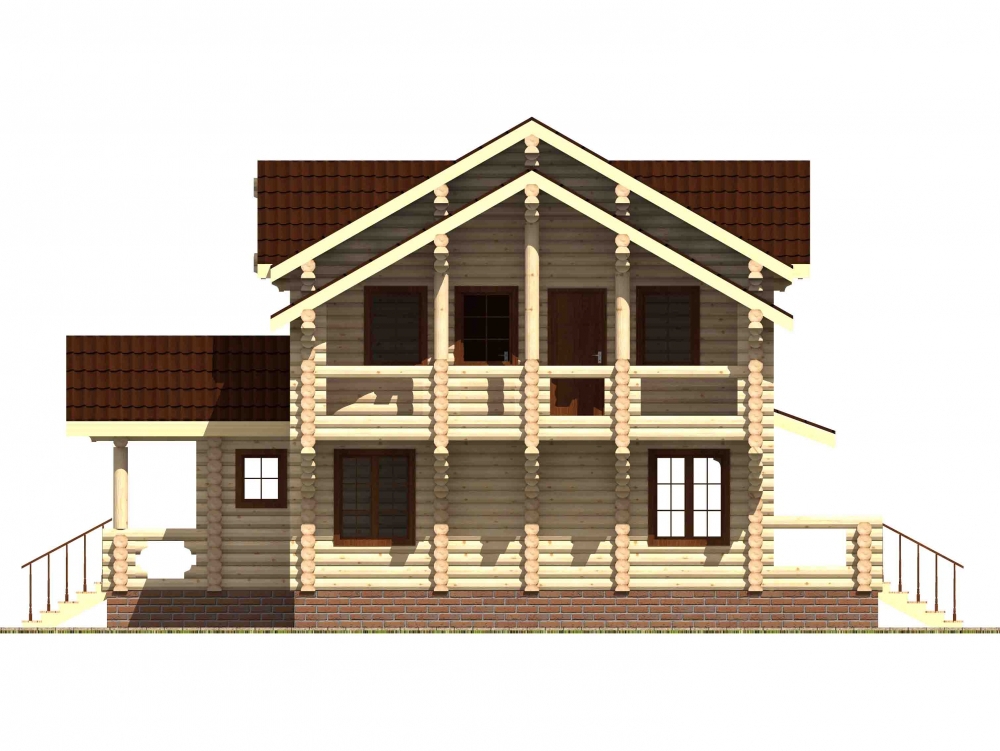 Проект бревенчатого дома AM-2030 фасад