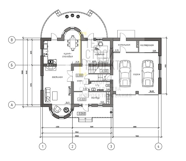 Проект семейного замка с ярким архитектурным облик план