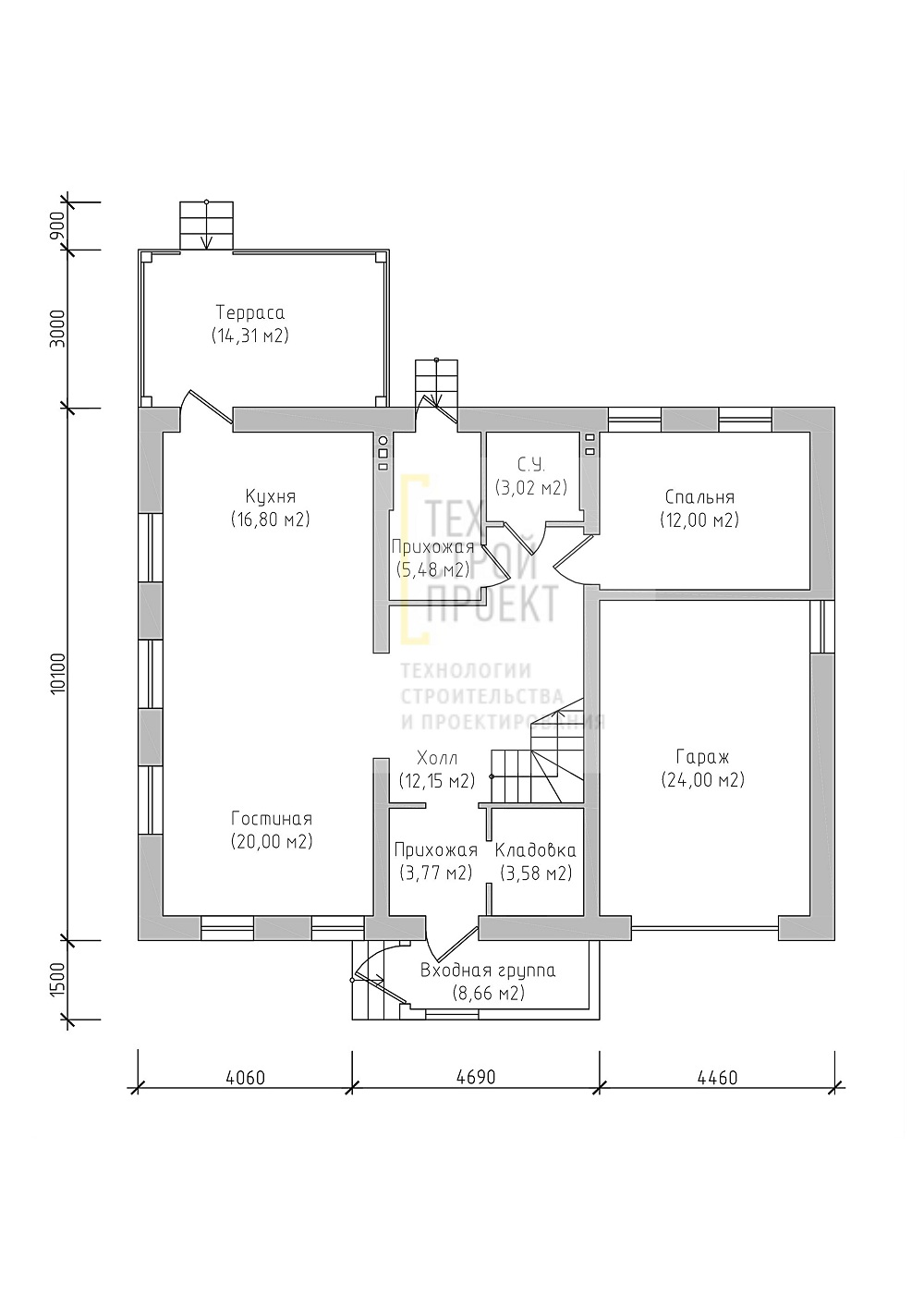 Яркий двухэтажный дом классической конфигурации план