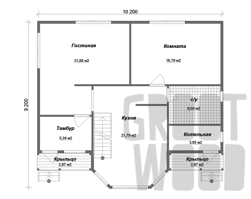 Полутораэтажный дом 10 х 7 м, 178 кв. м. план