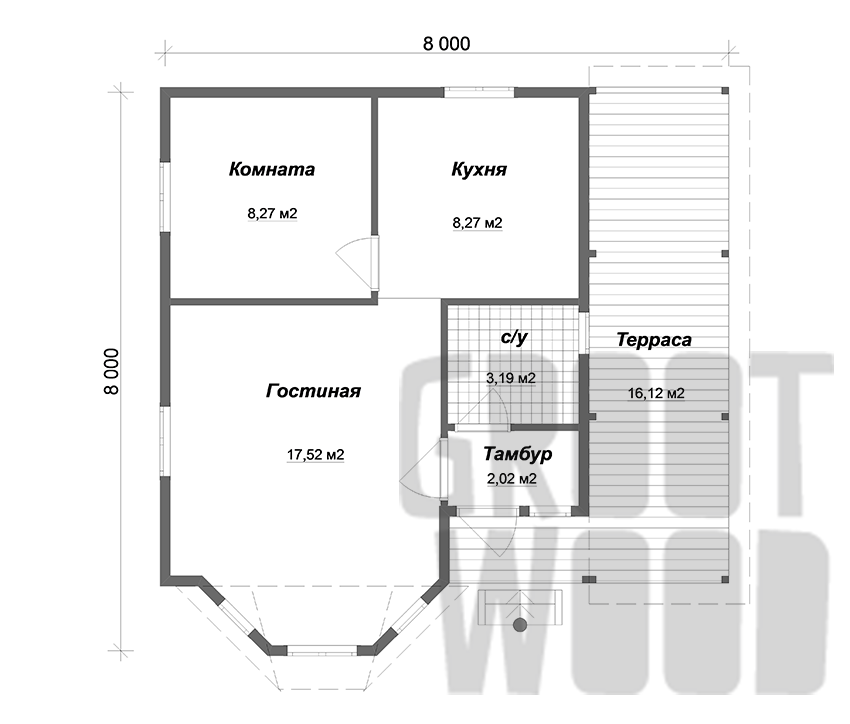 Полутораэтажный дом 7 х 6 м, 101 кв. м. план