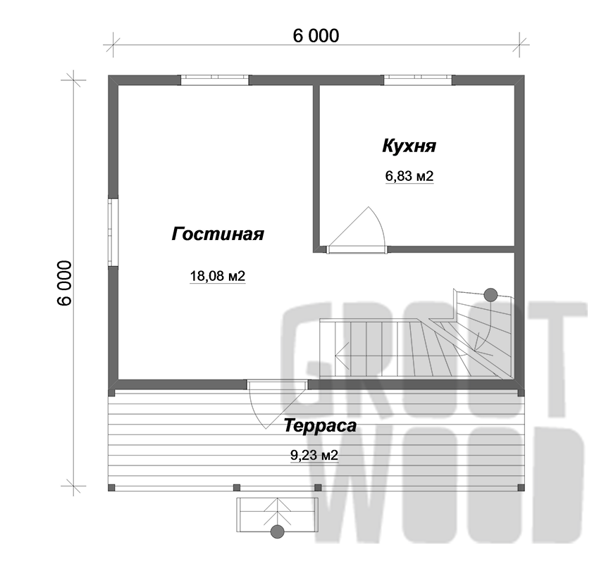 Дом с мансардным этажом 6 х 6 м, 63 кв. м. план