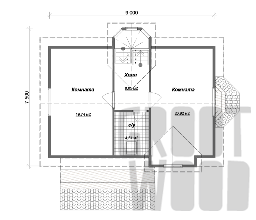 Полутораэтажный дом 9 х 6 м, 127 кв. м. план